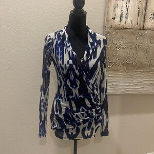 Karen Kane abstract long sleeve Sheer wrap Aztec